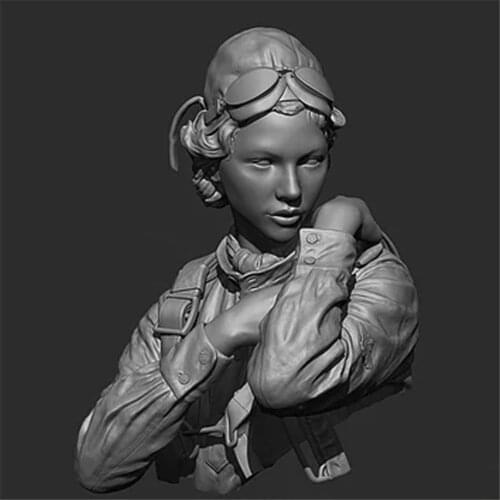 1/10 Resin Bust Model Russian Female Pilot Assembling Model Figure Resin Kit Bust Colorless Model Self-Assembled Toys