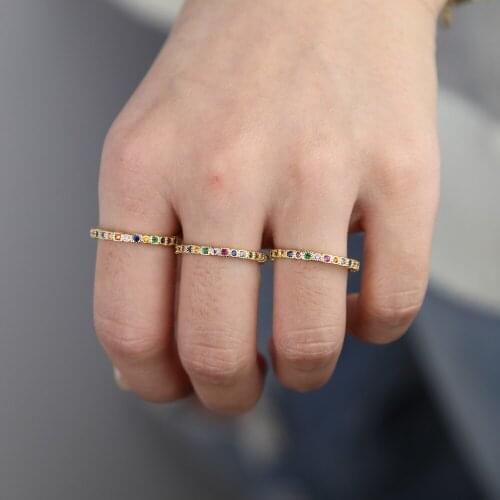 Fashion Trendy Round colorful Ring Paved Cubic Zirconia semi-precious stone for Women Wedding Engagement Gifts Delicate Jewelry