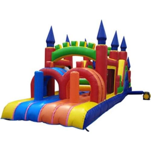 Inflatable Obstacle Course indoor playground equipment with Slide with CE blower Fun City