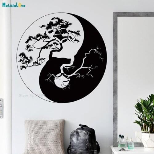 Yin Yang Zen Philosophy Tree Asian Wall Stickers Home Decor Living Room Bedroom Home Decorate Decals Handmade YT4784