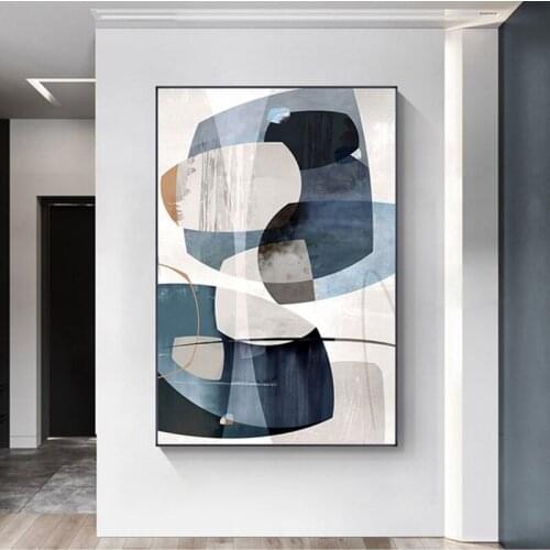 Nordic Poster Abstract Wall Art Picture Blue Modern Canvas Paintings for Living Room Office Home Decorative Prints Wall Painting