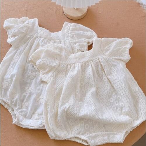 2021 new boys girls lace rompers cotton summer babys jumpsuit