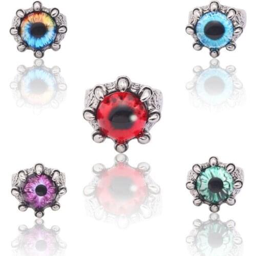 2021 Latest Punk Style Mens Ring Eye Shape Opening Adjustable Alloy Material Multicolor Optional Fashion Boy Jewelry Gift