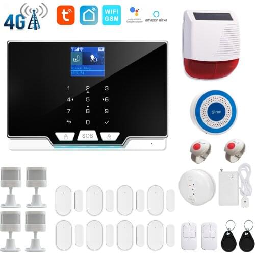 WiFi 4G LTE 3G WCDMA GSM Tuya Smartlife APP Smart Home Burglar Alarm System