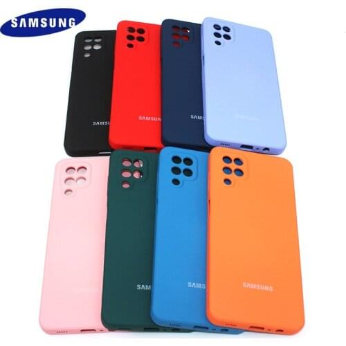 Liquid Silicone Case Original For Samsung A12 A52 A72 A82 5G Shockproof Cover 360 Full Protection With Side Button Shell &Logo