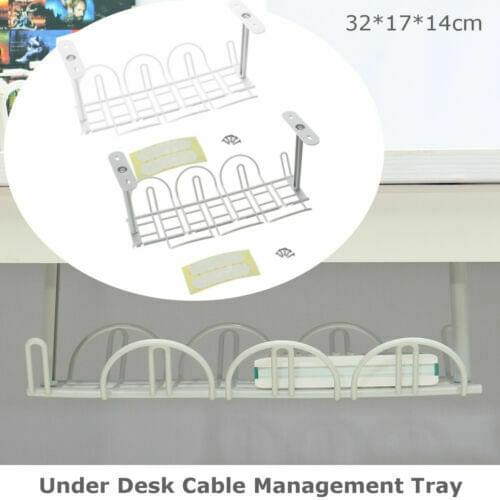 Under Desk Cable Management Tray Wire Cord Power Strip Adapter Organizer Shelf