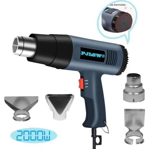PJLSW 2500W Industrial Electric Hot Air Gun Digital Display Car Film Hot Air Gun Continuous Speed Adjustable Temperature