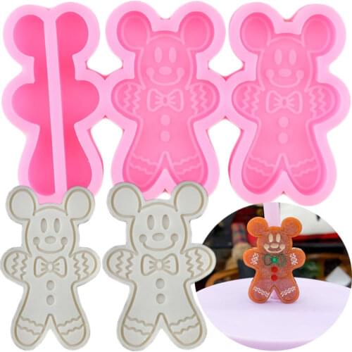 Gingerbread Man Straw Topper Silicone Mold Bear Candy Chocolate Fondant Cake Decorating Tools DIY Keychain Epoxy Resin Moulds