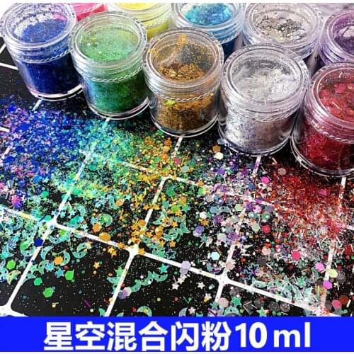Mixed starry sky bright laser nail sequin glitter powder thick and fine powder patch DIY epoxy filling material accessories