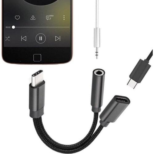 2021 USB-C To 3.5 AUX Audio Cable 2in1 USB Type C To 3.5mm Jack Audio Splitter USB C Earphone Cable Charging Adapter