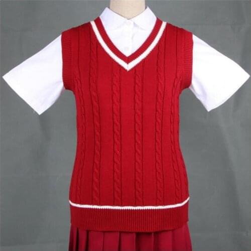 2021 School Uniform Sweaters Vest For Girls Boys British Student Uniforms V- neck Vest Sweaters Tank Top