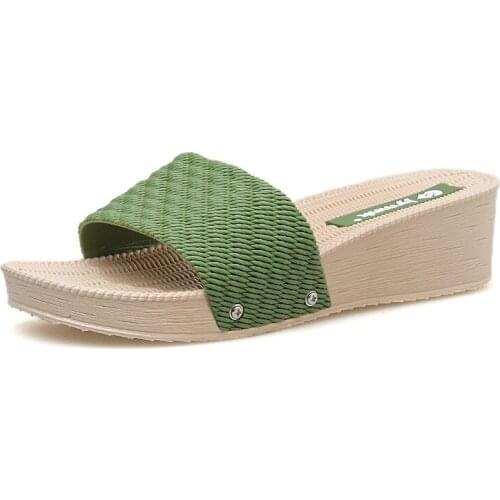 High heel slippers women summer beach fashion wear web celebrity anti-slip sandals sandals beach shoes heighten shoes with slopi