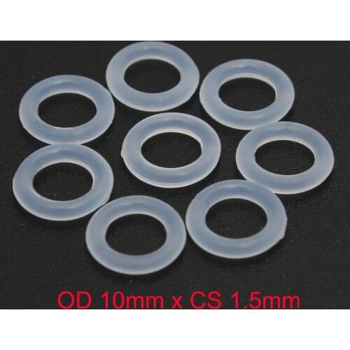 OD 10mm x CS 1.5mm VMQ PVMQ SILICONE Translucent O ring O-ring Oring Seal Rubber Gasket