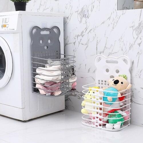 Foldable Dirty Clothes Basket Perforated Free Household Storage Basket Wall-mounted Clothes Basket