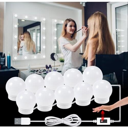 LED Makeup Mirror Wall Lamp USB Vanity Light Bulb Hand Sweep Sensor Dimmable Bathroom Dressing Table Lamp For Cosmetic Mirrors