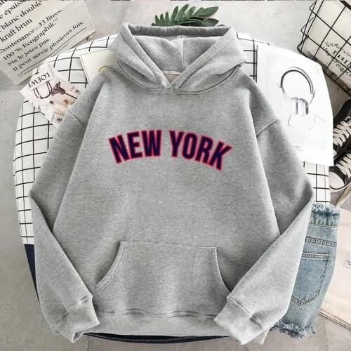 New york letter sweatshirt gothic punk plus size Vintage fashion loose Harajuku fun female Ulzzang long sleeve hooded sweatshirt