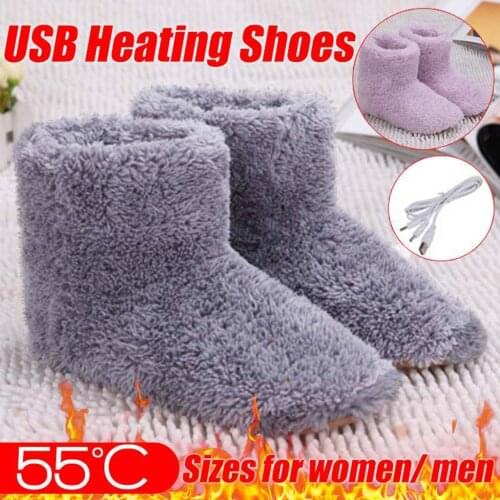 Winter Foot Warmer Shoes Soft Electric Heating Shoes USB Battery Rechargeable Snow Boots Washable Electric Shoes Skiing Boot
