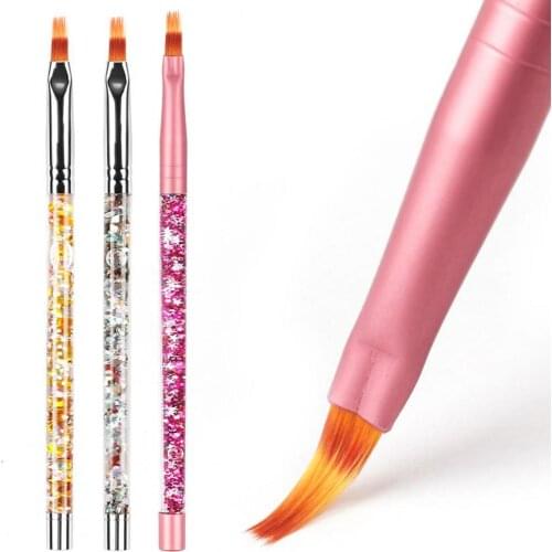 UV Gel Nail Art Brush Polish Painting Pen Reusable Flat Head Nylon Nail Drawing Manicure Tools Nail Art Brush