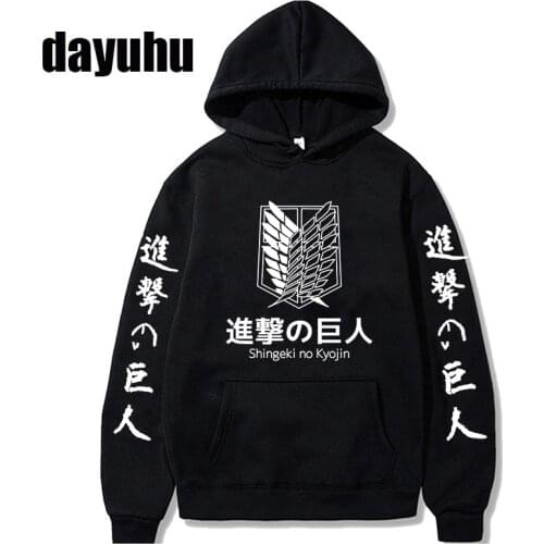 Japanese Anime Hoodies Men Harajuku Attack on Titan Graphic Shingeki No Kyojin Sweatshirt Titans Attack Unisex Manga Male Women