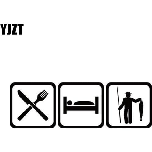 YJZT 17.6cm*5.7cm EAT SLEEP FISH Funny Vinyl Car Window Sticker Decals Black Silver Accessories C11-0098