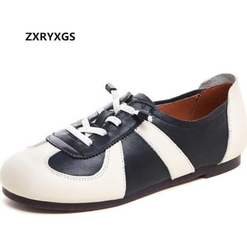 2021 Spell Colors Top Cowhide Women Leather Shoes Fashion Casual Sneakers Flat Wear Soft Comfort Tide Shoes Women Sneakers Shoes
