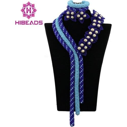 Marvelous African Bridal Jewelry Set Big Nigerian Wedding Costume Crystal Beads Statement Necklace Set Free Shipping ABK852