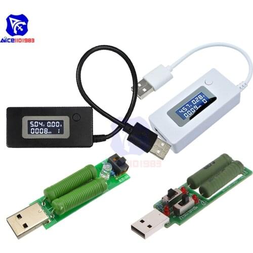Diymore LCD USB Detector Voltmeter Ammeter Mobile Power Charger Capacity Tester with USB Loader Discharge Load Resistor Module