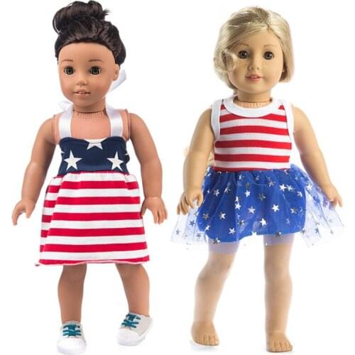 18 inch girl doll stripe lace dress for 17" baby doll dress children girl birthday gifts