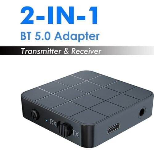 2 in 1 Bluetooth 5.0 Audio Transmitter Receiver 3.5mm Wireless Adapter Music Stereo Audio Dongle For TV Car/Home Audio Speakers