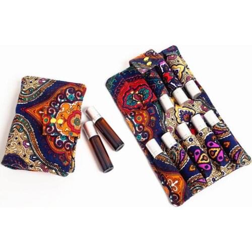 50pcs Storage Bag 6/10 Grids Bottle Essential Oil Storage Bag 10ml Canvas Essential Oil Bag For Easy Travel Carrying SN1909