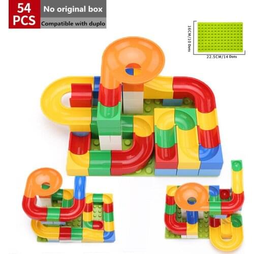 54pcs Big Size Diy Building Blocks Race Run Maze Ball Track Funnel Slide Compatible with Duploed Bricks Toys for Kids Gift
