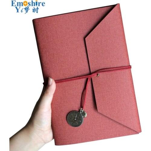 A5 Creative Tri-fold Straps Loose-leaf Detachable Hand Book Simple Diary Book Cotton Linen PU Leather Literary Notebook N175