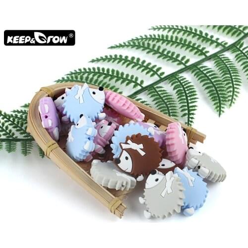 Keep&Grow 10pcs Rodent Silicone Beads Mini Hedgehog Baby Teething Beads BPA Free DIY Necklace Teething Toys Baby Teethers
