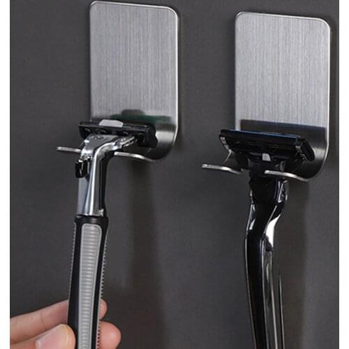 Stainless Steel Razor Holder Men Shaving Shaver Razor Stand Shelf Shaving Razor Storage Rack Bathroom Hook Organizer