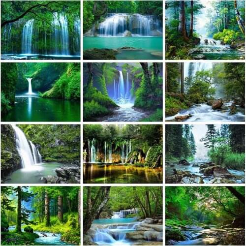 Evershine 5D DIY Diamond Painting Waterfall Scenery Full Square Diamond Embroidery Landscape Cross Stitch Kit Mosaic Home Decor