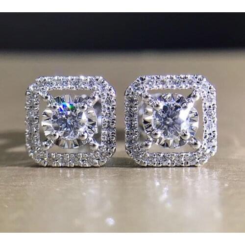 Huitan 2021 Trends Stud Earrings Women Silver Color/Gold Color/Rose Gold Color Modern Design Fashion Versatile Female Jewelry