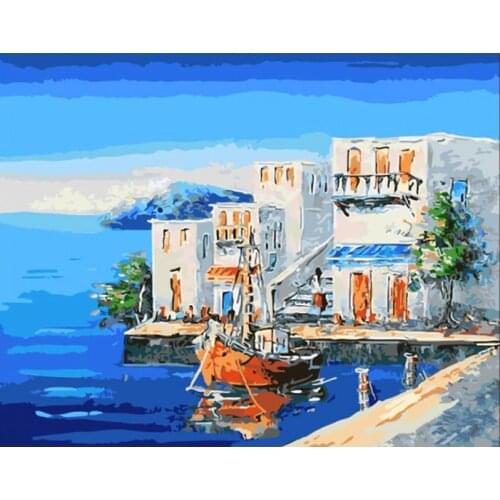 Painting By Numbers DIY Vacation Cabin Landscape Canvas Linen Home Decoration Picture Drawing Acrylic Art Big Size