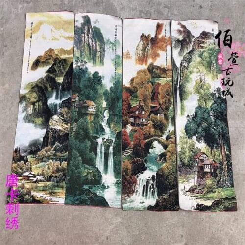 Collection of ancient religious Thangka embroidery, four screens, Nepal portrait, brocade painting, silk, Tang tower, beautiful