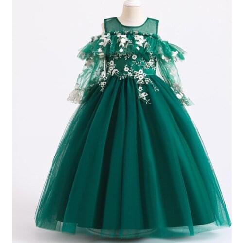 Flower Girls Dress Lace Bridesmaid Kids Dresses For Girls Children Long Party Wedding Princess Dress 10 12 Years Vestidos