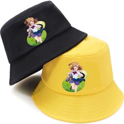 Anime Love live cartoon Bucket Hat teenager Outdoor Fisherman Hats Summer Hip Hop Beach Sun Caps unisex Streetwear bucket caps