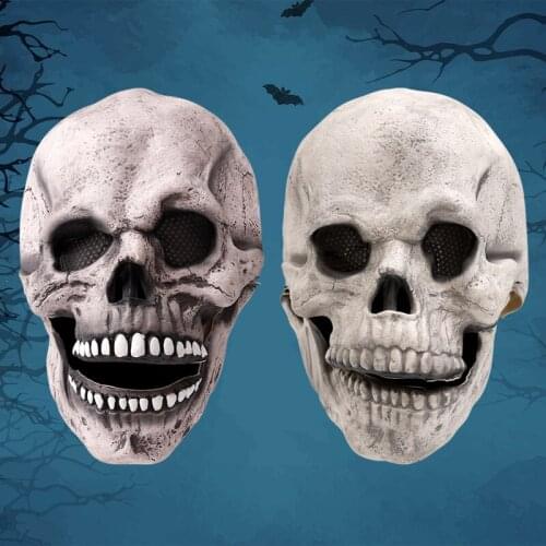 Full Head Skull Mask Skeleton Mask Halloween Costume Horror Evil Call of Duty Mask Helmet with Movable Jaw Helmet Dropshipping