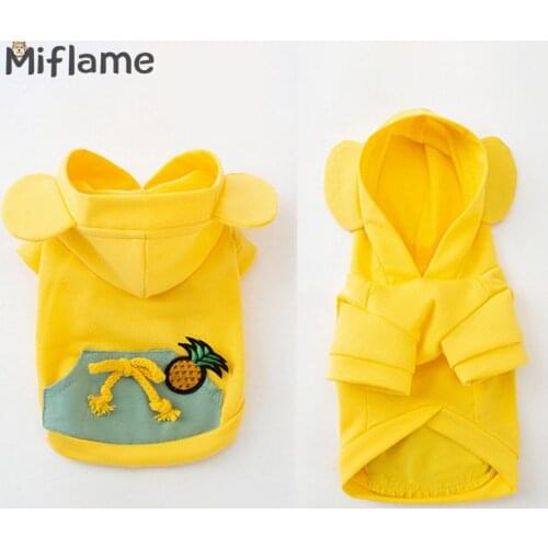 Miflame Pineapple Small Dogs Hooded Clothes Cute Pet Sweatshirts For Dogs Hoodies Cats Pomeranian Spitz Fashion Puppy Clothing