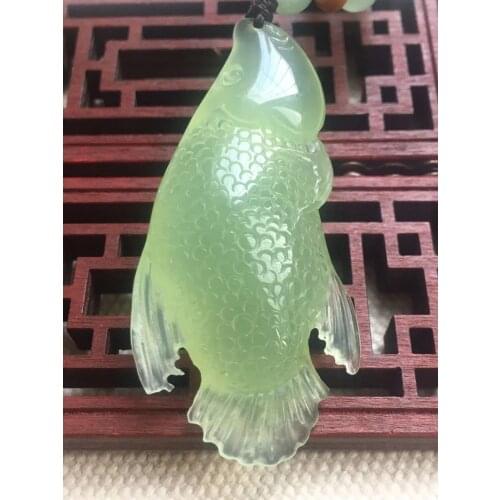 Natural 7A xiuyu Hand-Carved jade fish green jade pendant jade necklace men women pendants jade jewelry jade necklaces