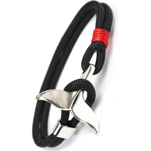 Whale Tail Viking-Anchor Men Bracelet Handmade Red Rope Braslet For Men Wristband String Adjustband Jewelry