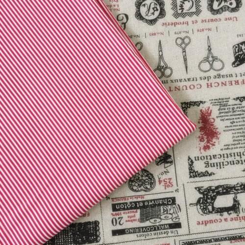 New! 50 * 160cm red white stripes Print Cotton Fabric Quarter Bundle Telas DIY Patchwork Quilt Doll Sewing Baby Textile Bedding