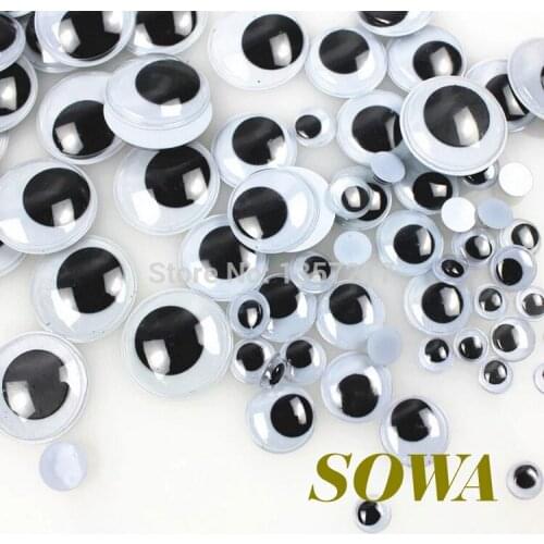 Wholesale Free Shipping 1000pcs Pick Size 6/7/ 8/9/10/12/15mm Round Moving Eyes Plastic Eyes For Doll Toy Accessories
