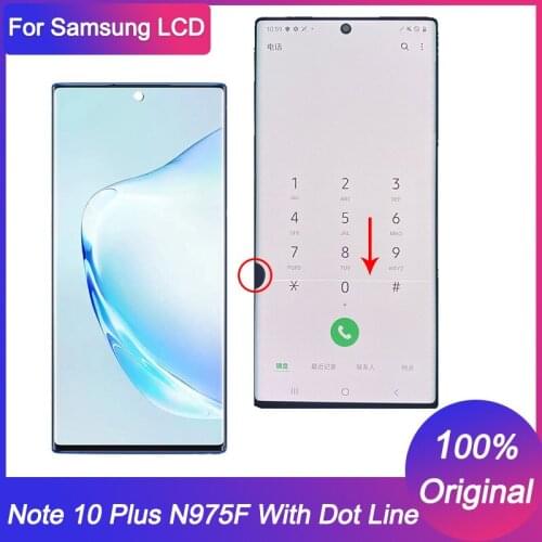 Original used For Samsung Galaxy Note 10+ N975F N975F/DS note 10 plus LCD Display Touch Screen Digitizer With Dot Line