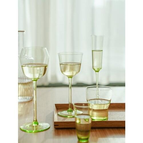 Ins Popular Tall Glasses Champagne Wine Green Cup Glass Goblet Cocktail Container 2021 New High Quality Material Drinkware