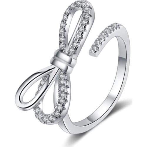 YaYI Jewelry Princess Cut White 100% Zircon Silver Color Engagement Bright Wedding Heart Adjustable Lovers Party Rings Gifts