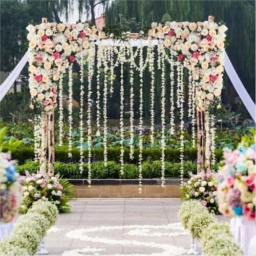 Pink Artifical Peony Roses with grass green wedding flower backdrop elegant wedding flower wall arch door party decoration
